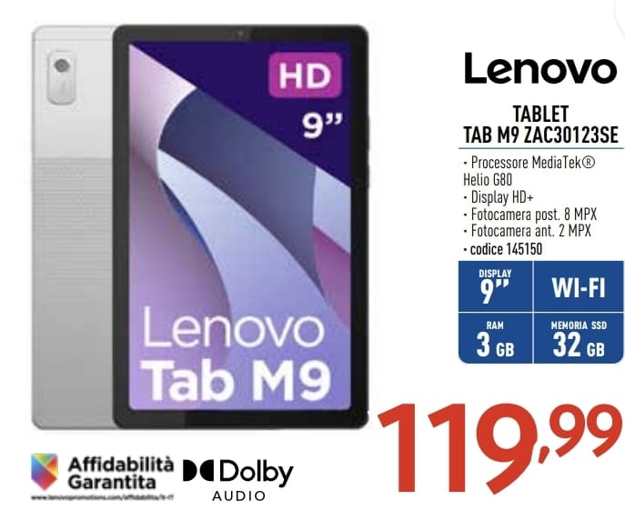 TABLET LENOVO TAB M9 ZAC30123 9''